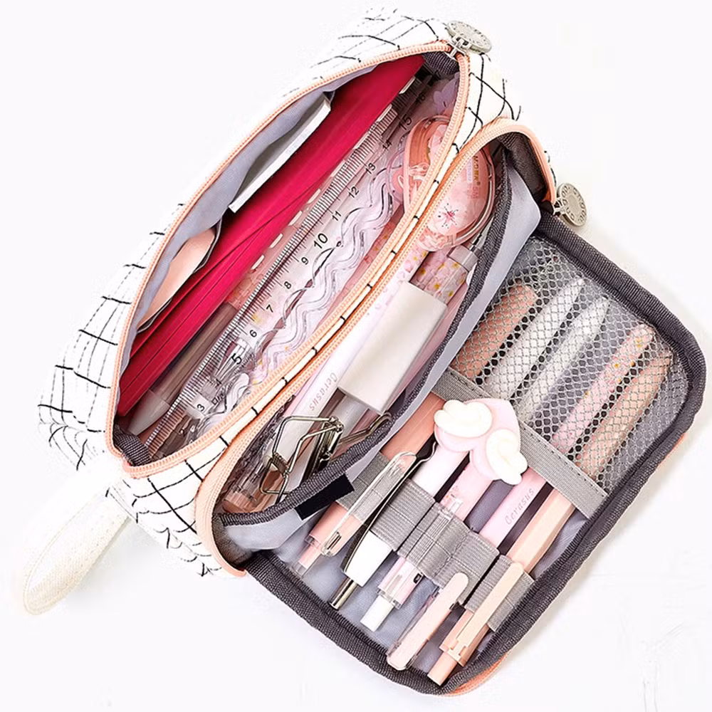 Customized Large Capacity Colored Canvas Storage Pouch Gift Marker Pen Pencil Case