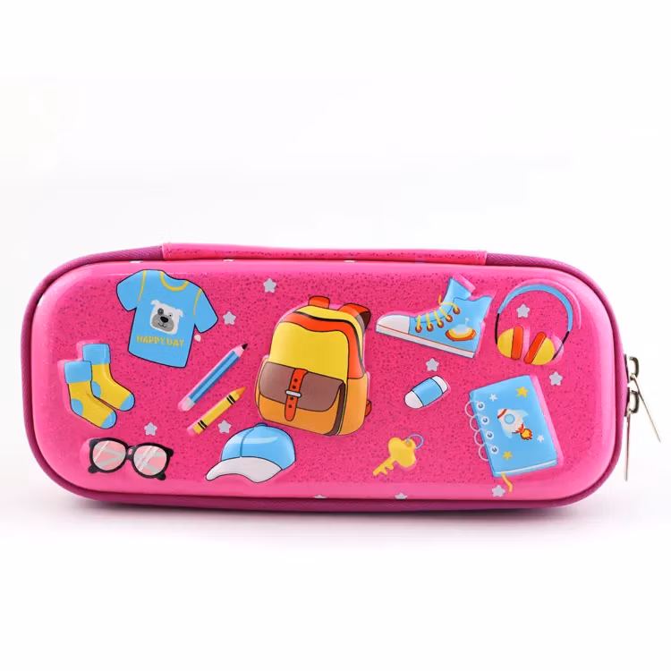 Unicorn Pencil-Box Cute Cartoon School Pencil Box Case of Storage for Kids 6 Pencils Plastic PU Double Zipper