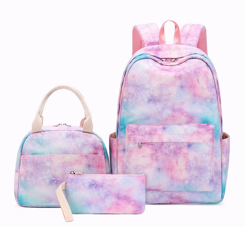 Wholesale Children′s Backpack School Multi Pockets Three-Piece Student Backpacks Girl School Bag