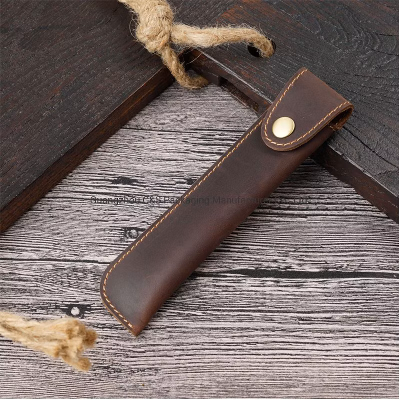 Custom Handmade Vintage Leather Pencil Case Pouch Holder Ballpoint Pen Case for Gift