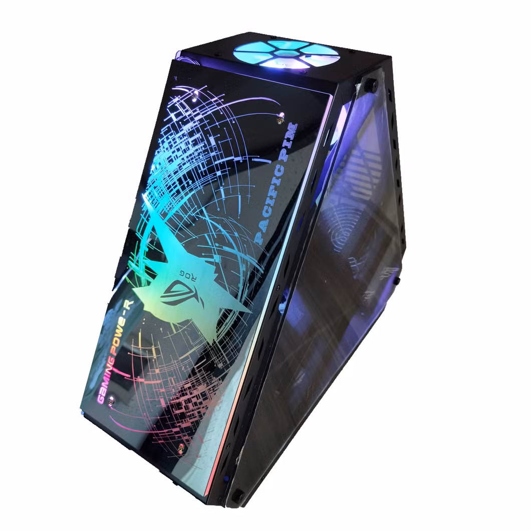 F917 Hotsale Middlel Tower ATX Gaming Computer PC Case with RGB Light Board USB3.0, 0.9mm SPCC, Glass Side Panel, Popular Model, Special Design