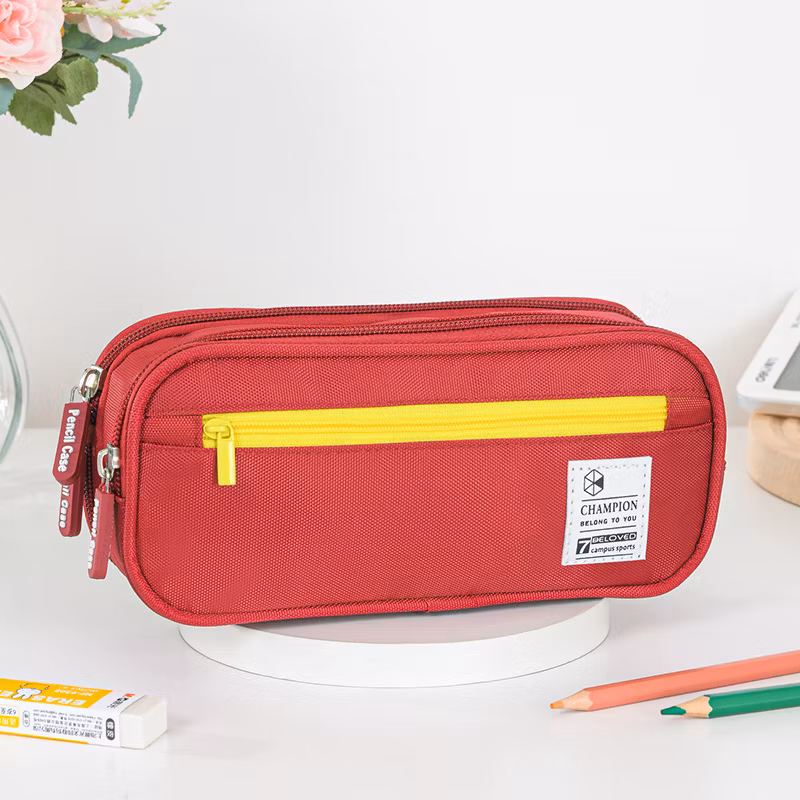 Oxford Cloth Large Capacity Double Layer Multifunctional Student Simple Pencil Case