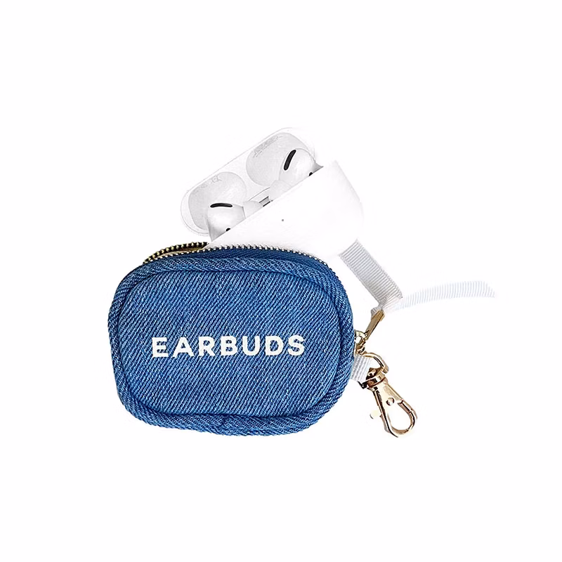 Customized Multi Color Logo Large Space Zipper Handle Denim Cosmetic Bag