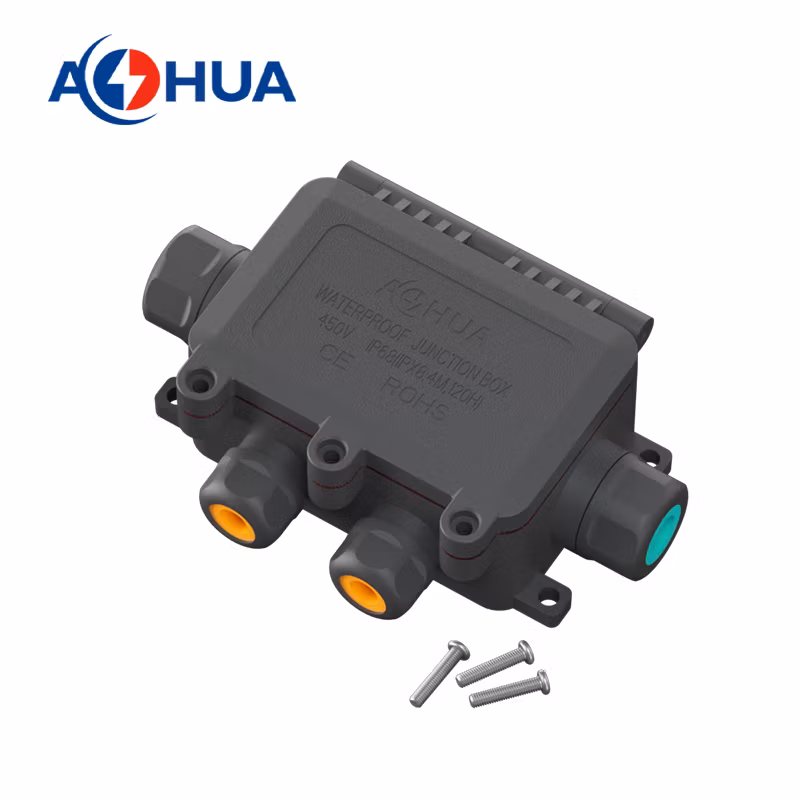 Buried Light Power Supply Plastic Wwterproof Junction Box M20 2~4pin Cable Connector Three-Way Wire Distributor IP68 LED Connector