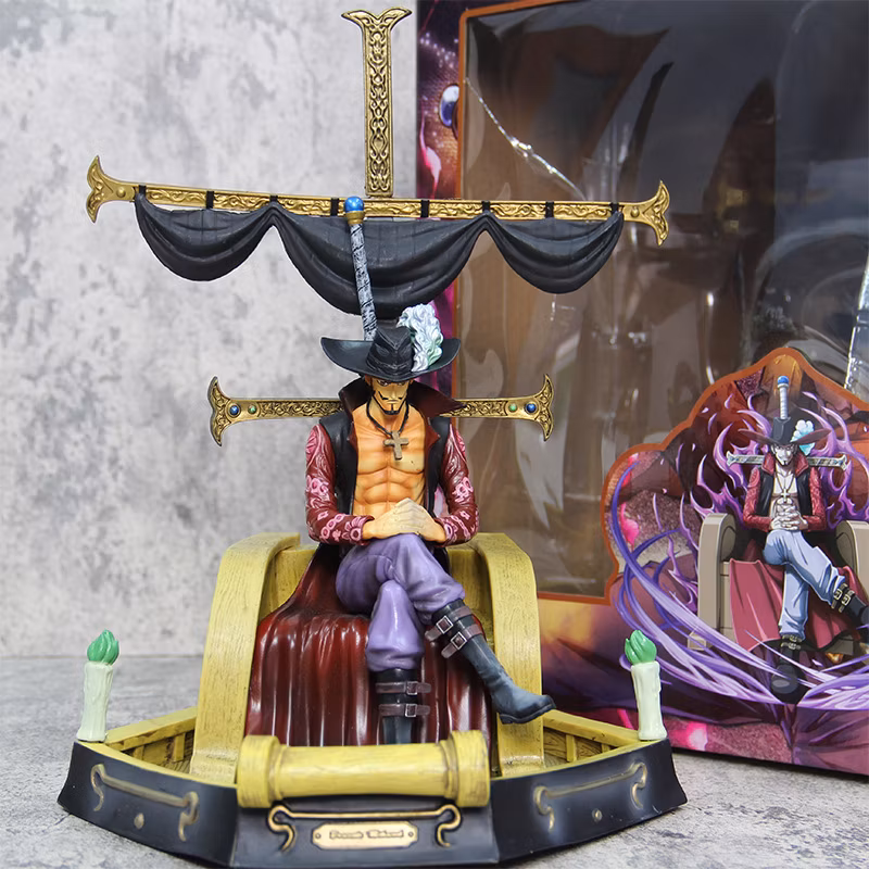 One Piece Anime Figure Gk Scene Sitting Throne Sail Eagle Eye Dracule Mihawk Model Decoration Cartoon-Character