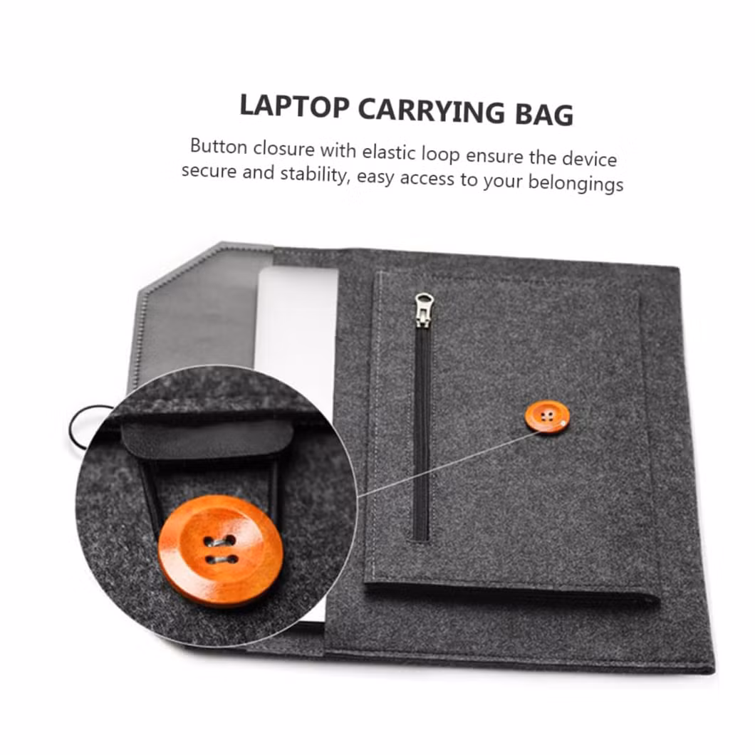 Portable USB Cable Jounal Notebook Envelope Clutch Button Felt Computer Case