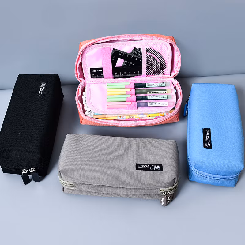 Hot Selling Canvas Zipper Kawaii Circular Pencil Bag Pencil Case for School & Office