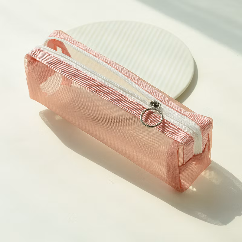 Custom Logo Mesh Bag Pencil Storage Bag Student Exam Special Pencil Case Transparent Mesh Pencil Bag