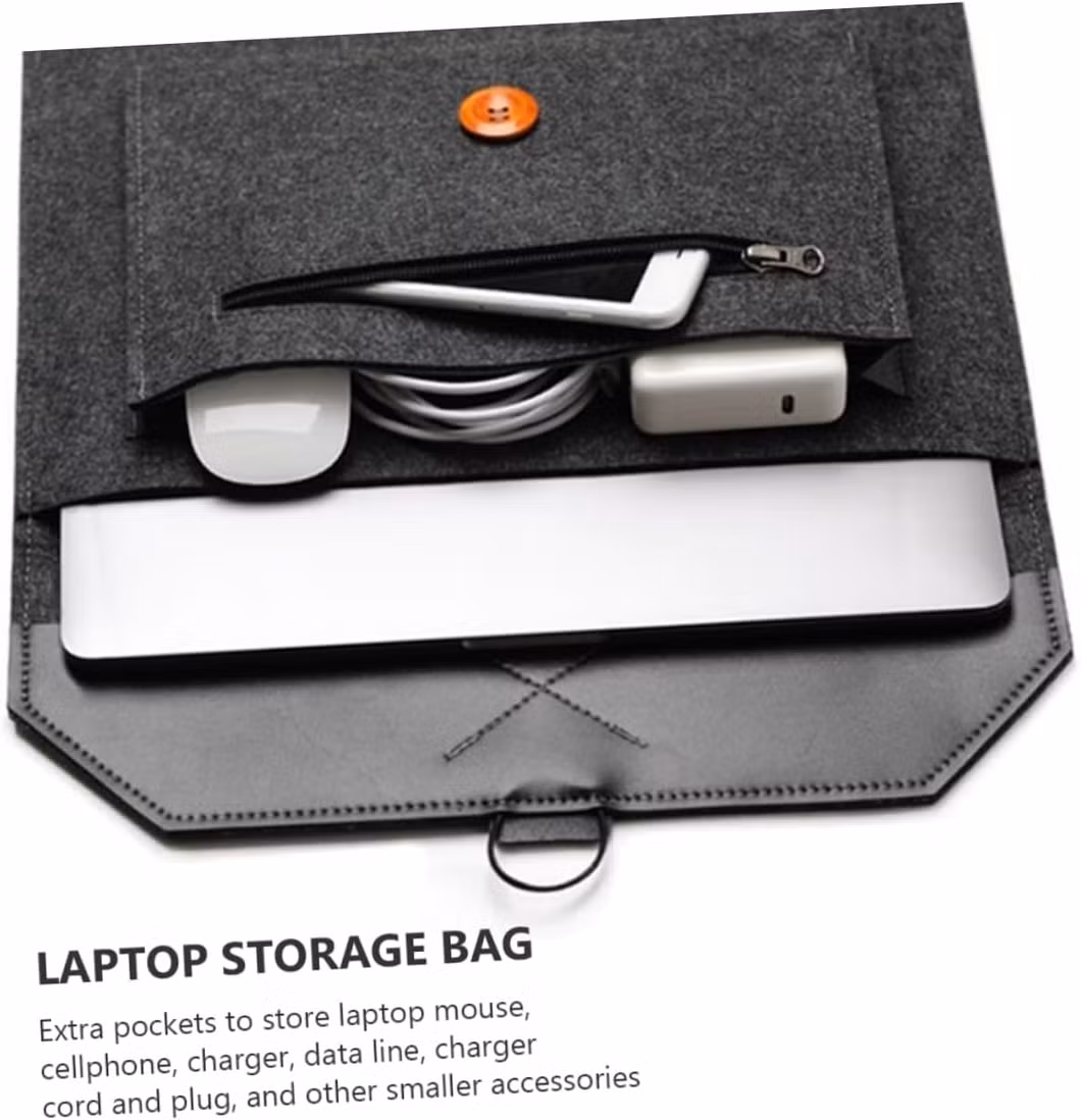 Portable USB Cable Jounal Notebook Envelope Clutch Button Felt Computer Case