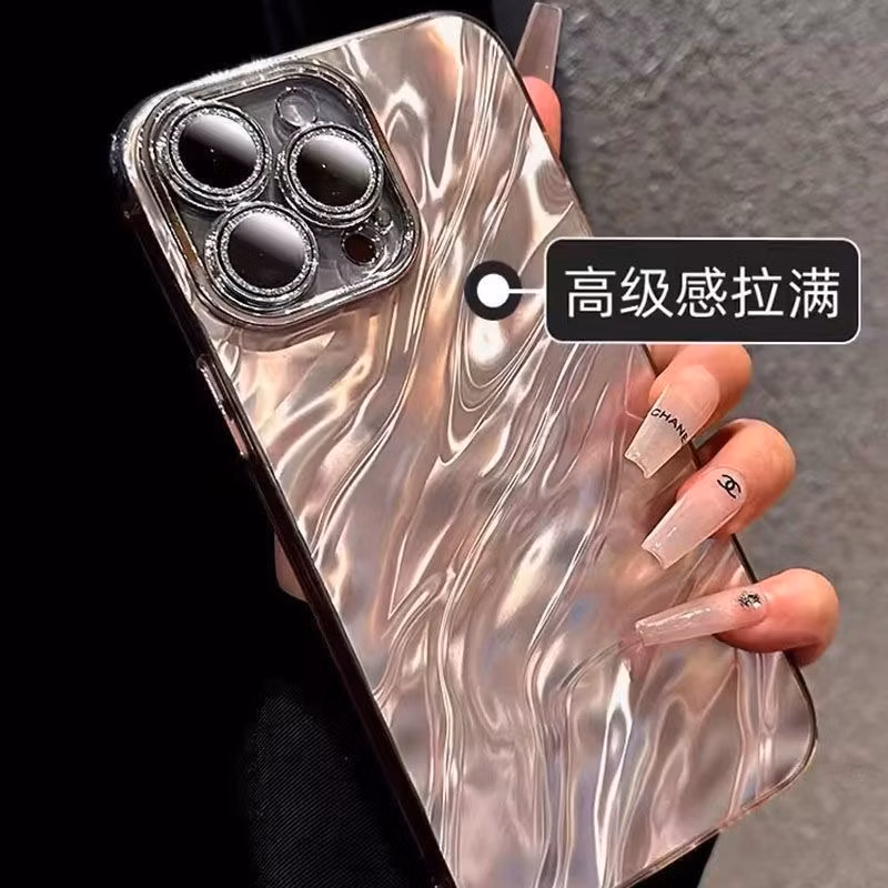 Water Ripple IMD Solid Color Glitter High-End Phone Case for I-Phone 16
