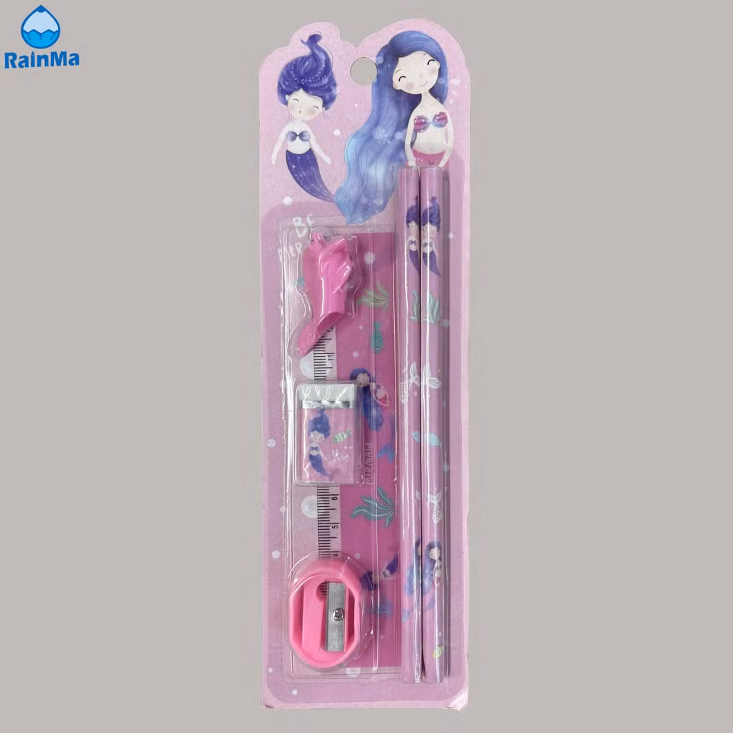 Matte Black 2b Pencils Elementary School 8PCS Stationery Set with Eraser Pencil Sharpener