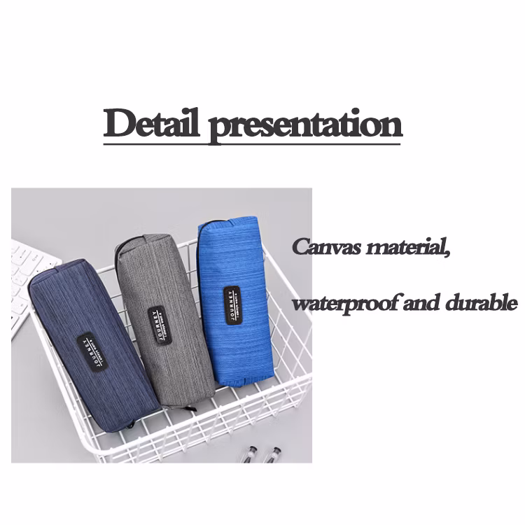 Customized Solid Canvas Pencil Pen Bag Students Zipper Pouch Pencil Case for School