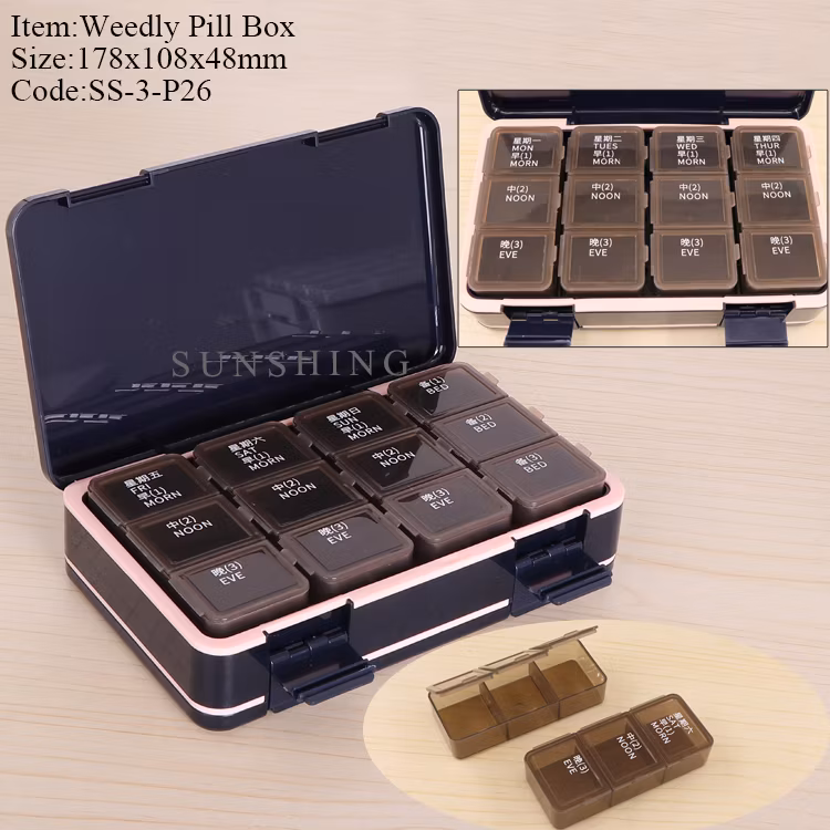Sunshing Daily Medicine Reminders Pill Case Weekly Pill Planner Large Capsule Case
