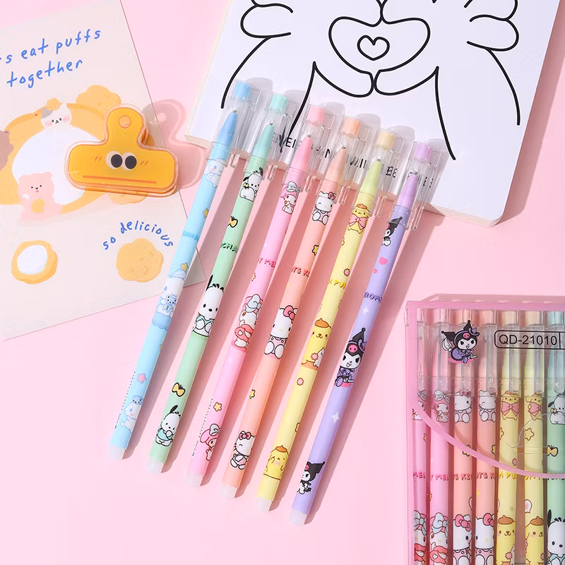Cartoon Pattern School Student Write Blue and Black Ink Erasable Gel Ballpoint Neutral Pen