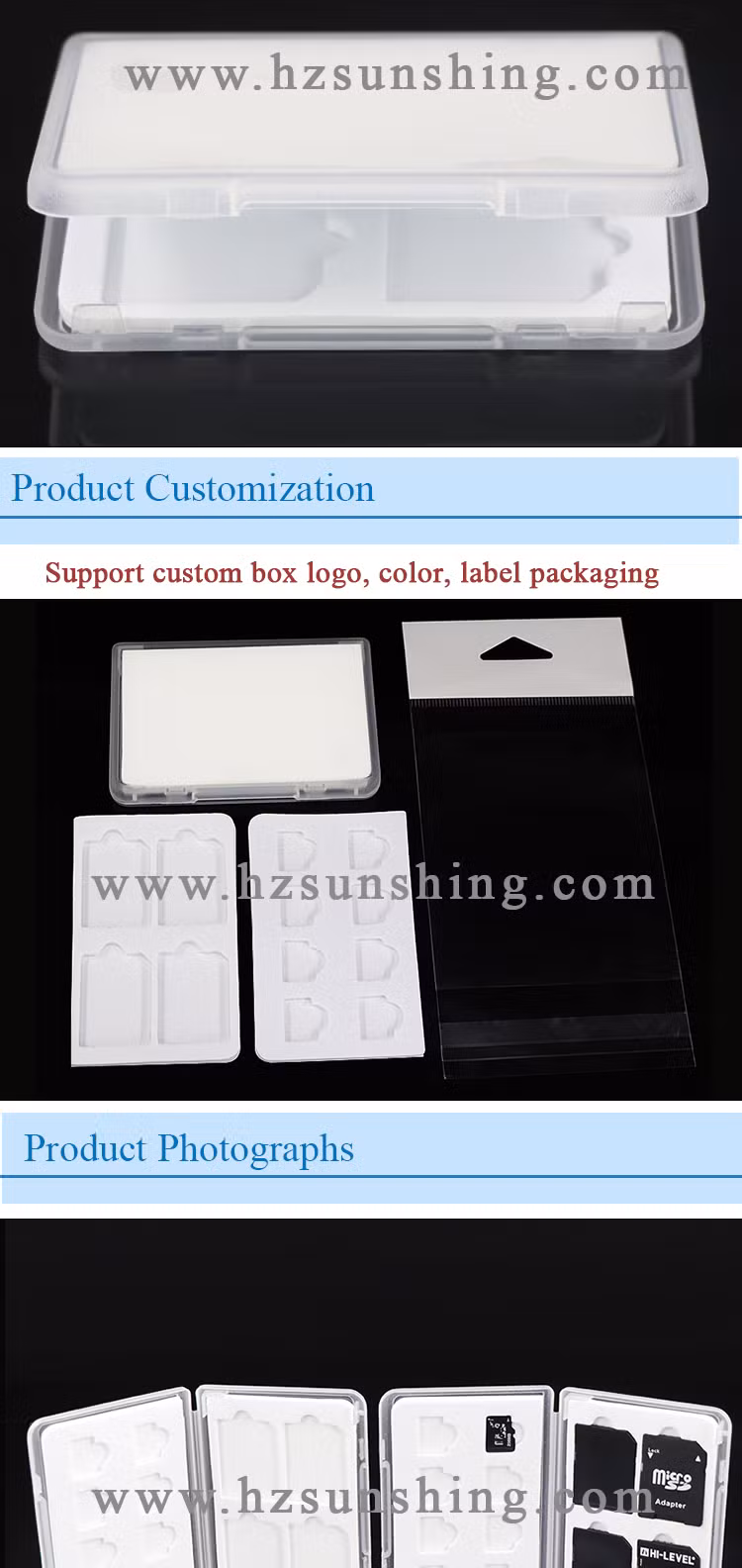 Sunshing Customized 4SD+8TF Card Case with Foam T-Flash for Micro SD Case