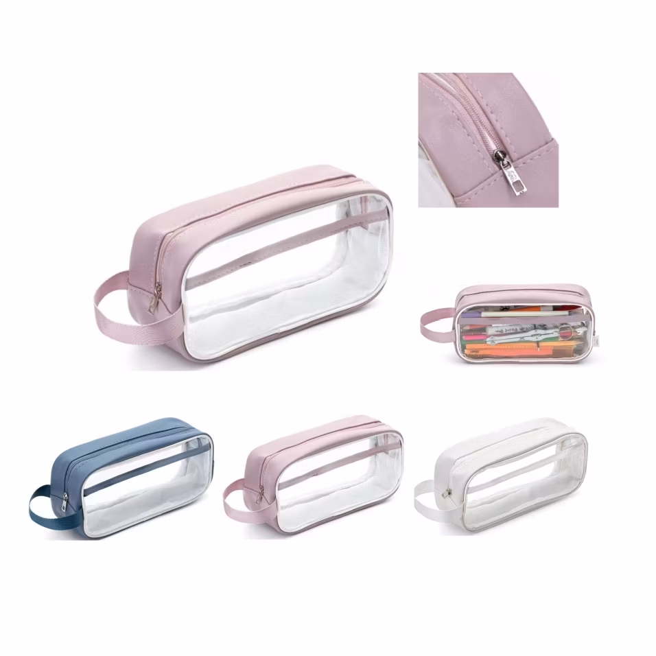 Mr. Pen- Clear Pencil Pouch, Pink, Clear Pencil Case, Clear Pouch, Clear Makeup Pouch, Adults & Kids Pencil Pouch, Pencil Cases