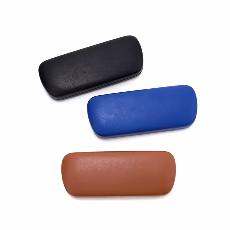 Wholesale Customized Personalized Solid Color Classy Hard Metal Leather Eyeglasses Case