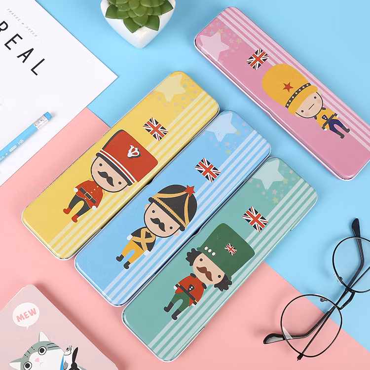 Cartoon Creative Stationery Full Color Printing High Quality Tinplate Metal Pencil Case