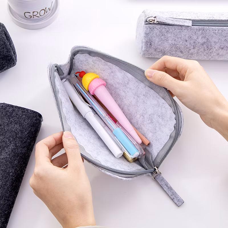 Stationery Bag Roll up Collapsible Felt Pencil Bag