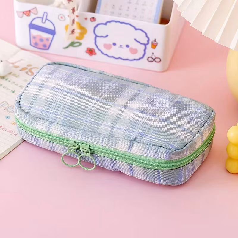 Big Capacity Fashion Cute School Student Multifunction Blank Canvas Pencil Case