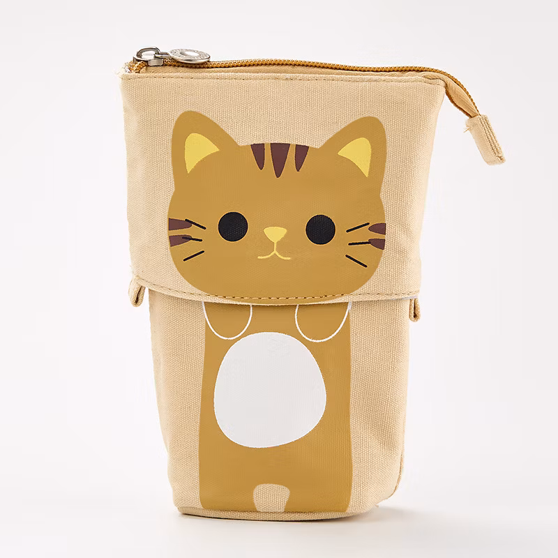 Hot Selling Cute Cat Minimalist Multifunctional Variable Canvas Pencil Case