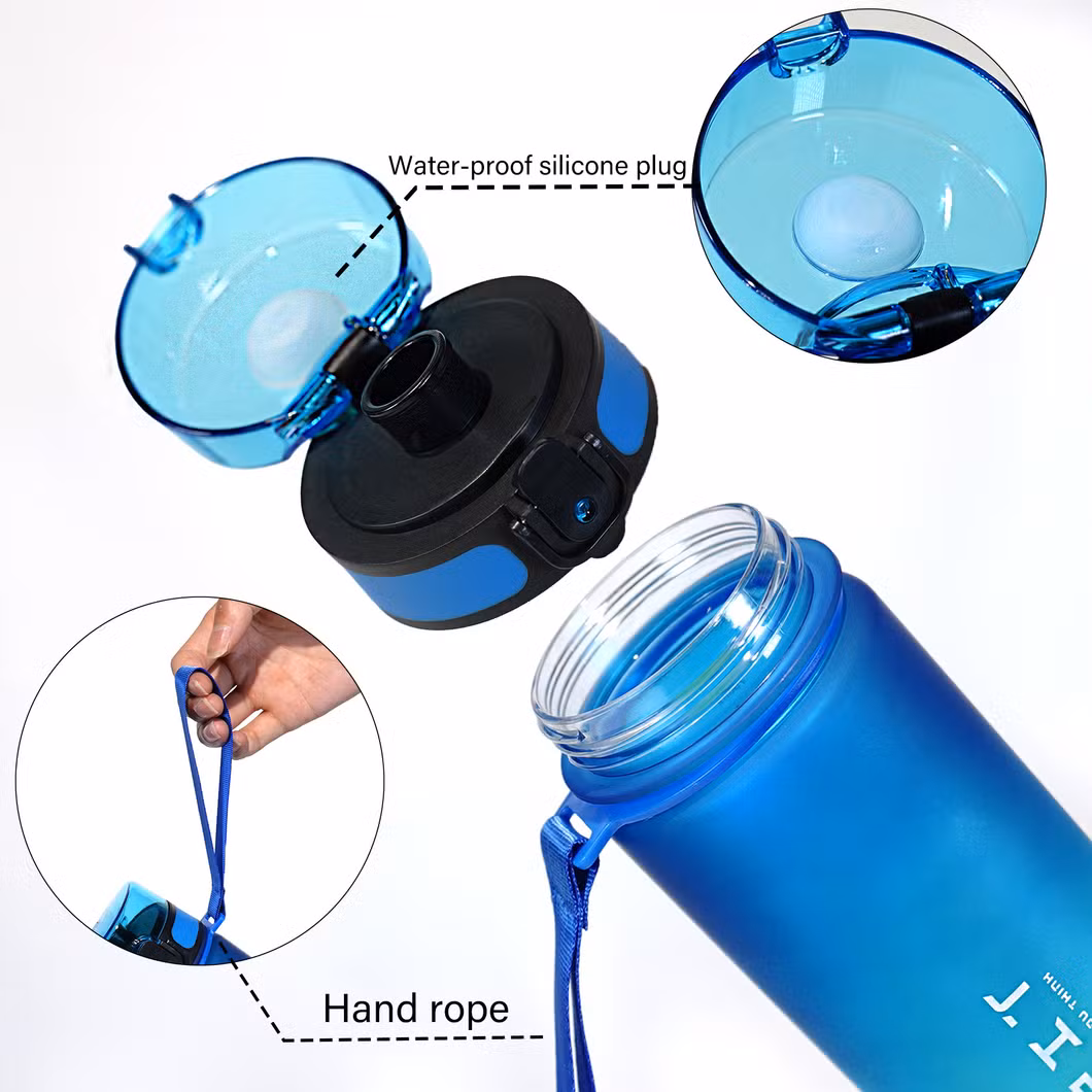 Custom Logo 750ml BPA Tritan Large Capacity Sports Water Bottle Leak Proof Colorful Plastic Cup Drinking Outdoor Travel Portable Gym Cycling Fitness Jugs