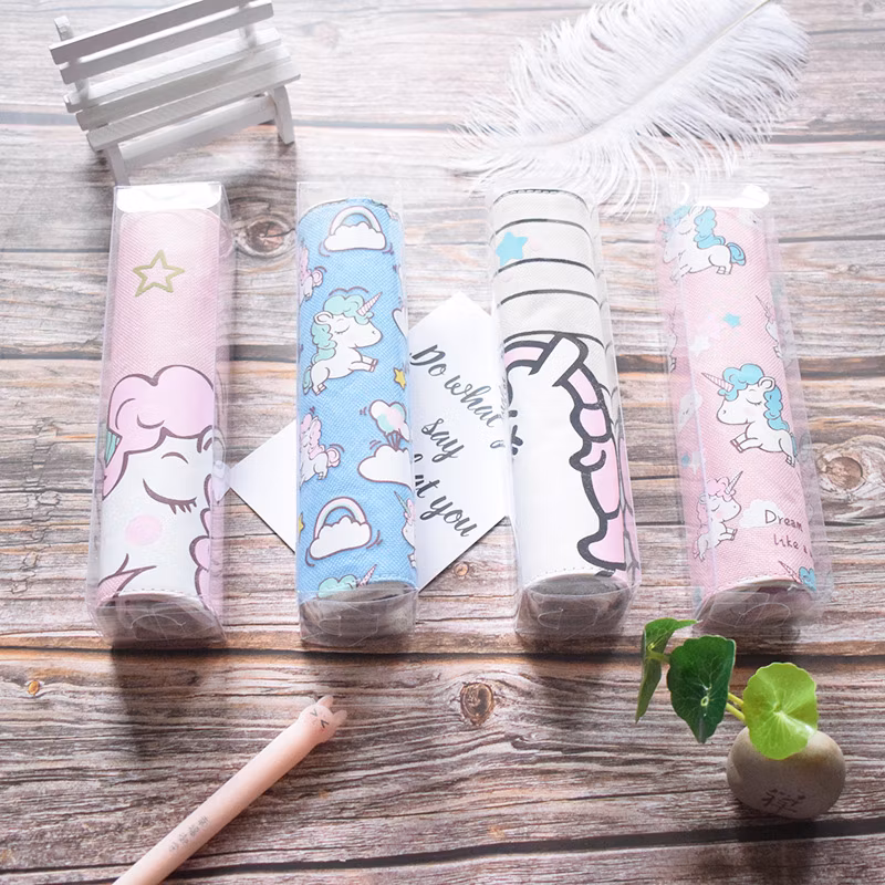 Promotional Zipper Kawaii Circular Pencil Bag Pencil Case for Office