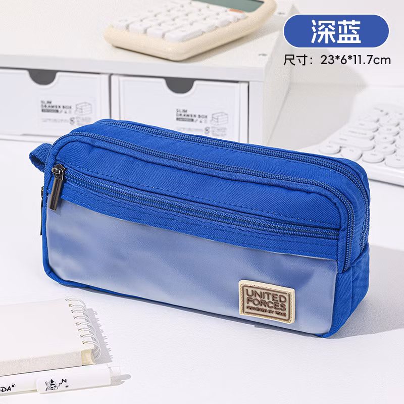 Blank Solid Color Customized Logo Wholesale Fashion Portable Pencil Case Small Student Oxford Pen Pencil Bag for School