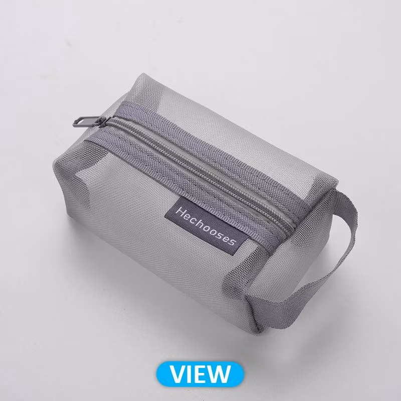 Letter Patch Clear Bag Preppy Multi-Purpose Large Travel PVC&Nylon Clear Makeup Toiletry Storage Zipper Pouch Bag with Handles