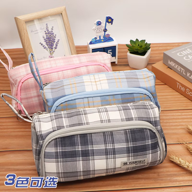Hot Stationery Canvas Zipper Kawaii Circular Pencil Bag Pencil Case for Office