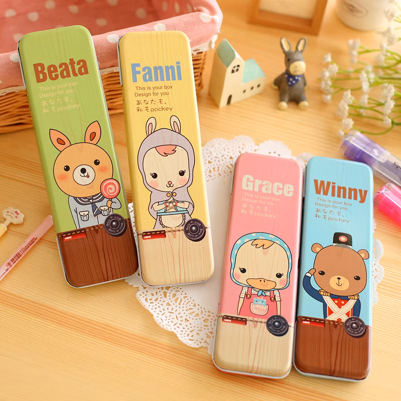 Cartoon Creative Stationery Full Color Printing High Quality Tinplate Metal Pencil Case