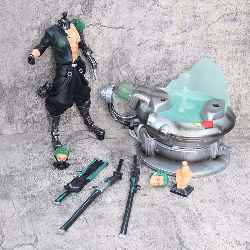 One Piece Anime Figure Cyberpunk Zoro Pendant Statue Can Be Illuminated Model Gift Hunter Model Cartoon-Character