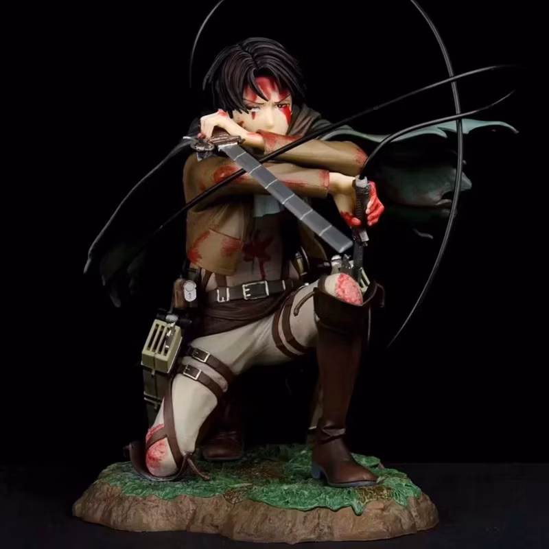 18cm Attack on Titan Battle Damage Levi Ackerman Battle Scene Classic Edition Anime Figure Cartoon-Character