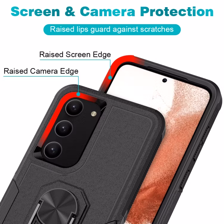 Rugged Case with Ring Stand for iPhone 14 Plus Samsung S20fe S21fe S23fe F12 M12