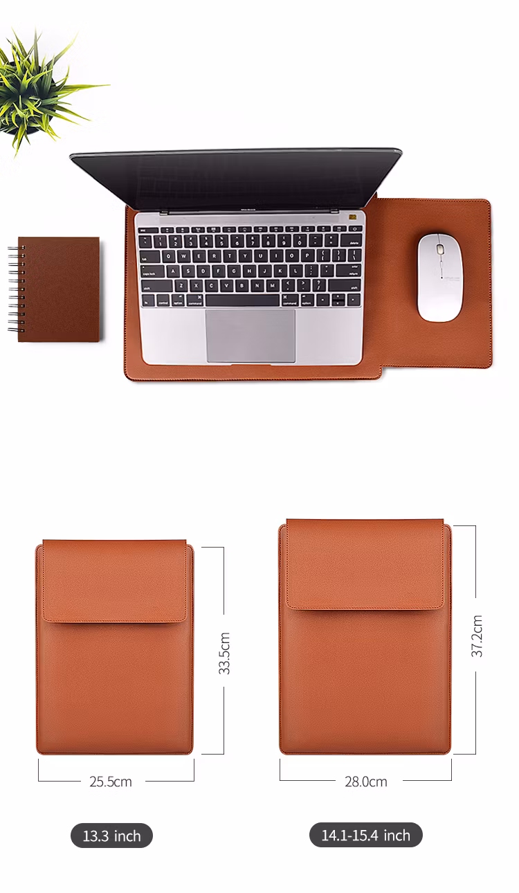 13 14 15 Inch PU Leather Computer Holder Laptop Sleeve Case with Stand Function for MacBook