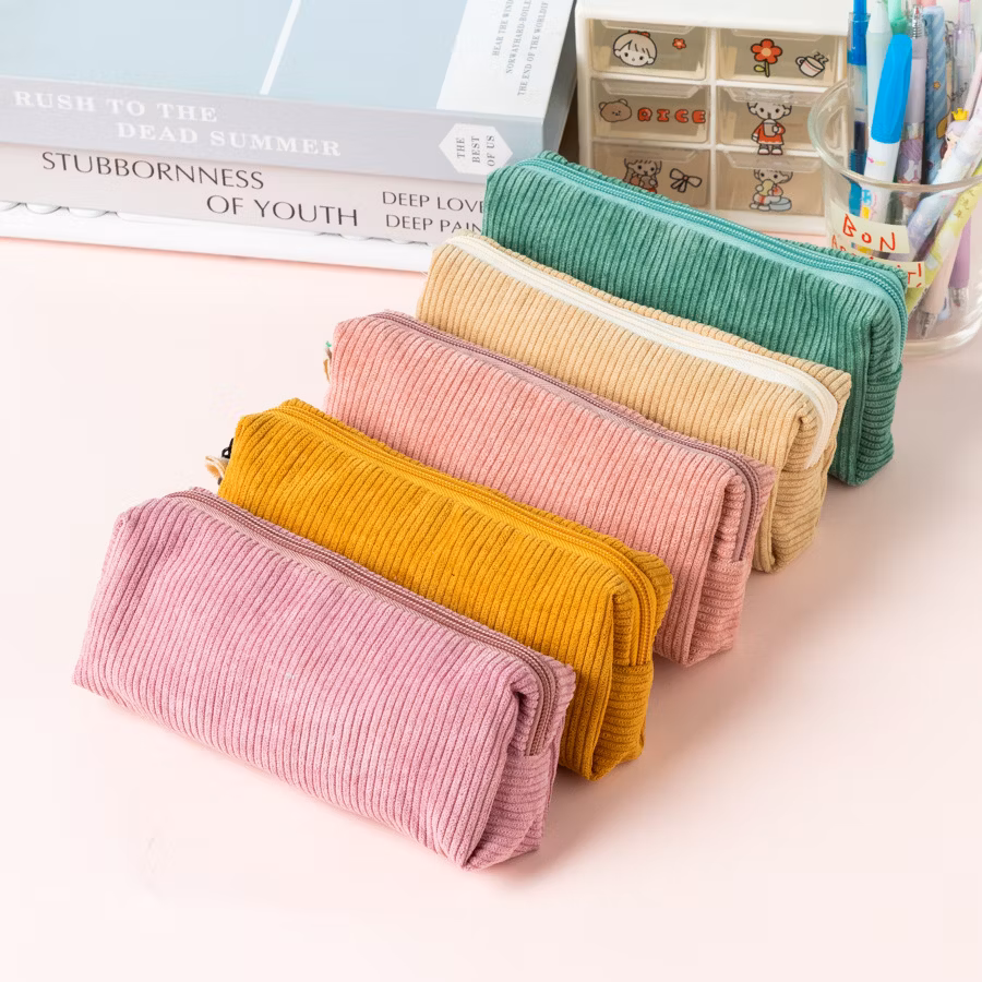 Stylish Corduroy Pencil Case Bag for Artists and Students
