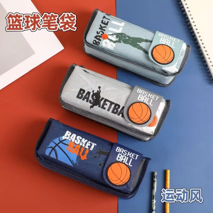 Custom Canvas Style Solid Color Pencil Case Pouch Large Capacity Pencil Case