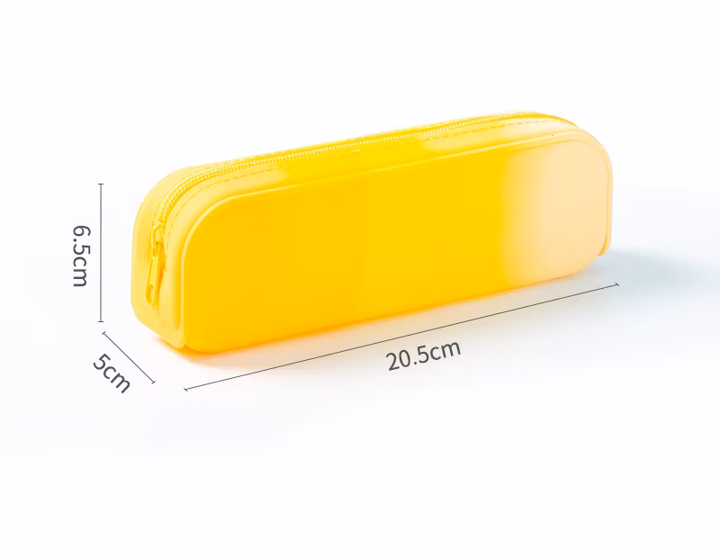 Creative Student Gradient Color Rectangular Silicone Pencil Bags, Large Capacity Office Study Stationery