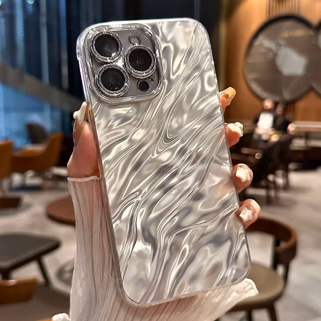 Water Ripple IMD Solid Color Glitter High-End Phone Case for I-Phone 16
