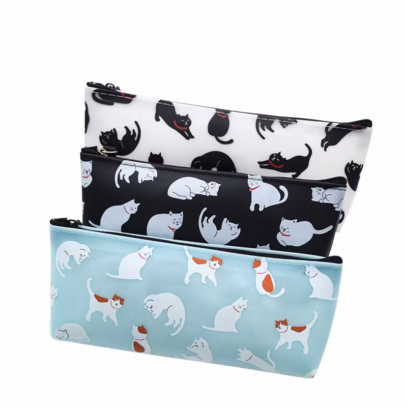 Cartoon Cat Waterproof Pencil Case for School & Office