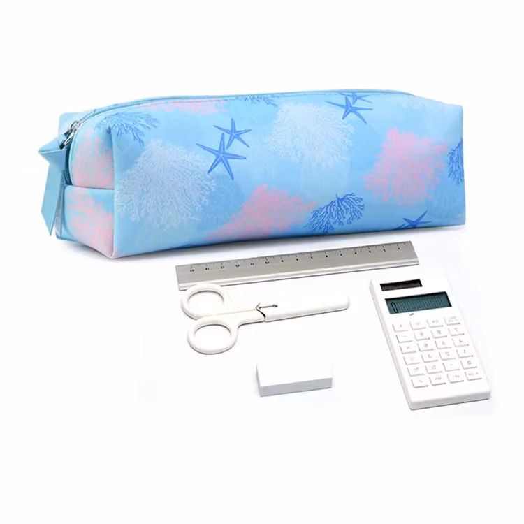 Our Own Brand Starfish Coral Pencil Case Blue Ocean Series PU Pencil Case Student Stationery Bag