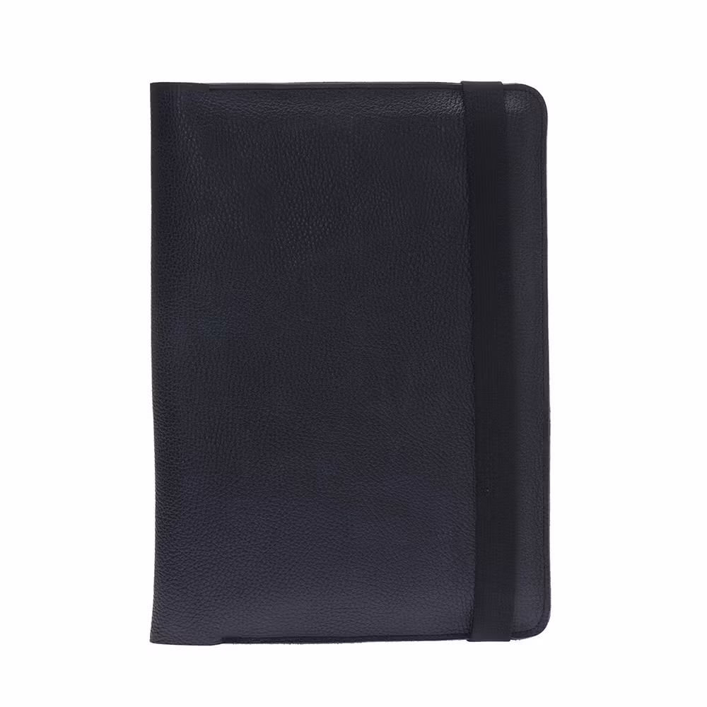 Daily Portable Portfolio Folder Black Leather Tablet Cover Multi-Functional Tablet Case