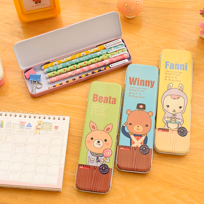 Cartoon Creative Stationery Full Color Printing High Quality Tinplate Metal Pencil Case