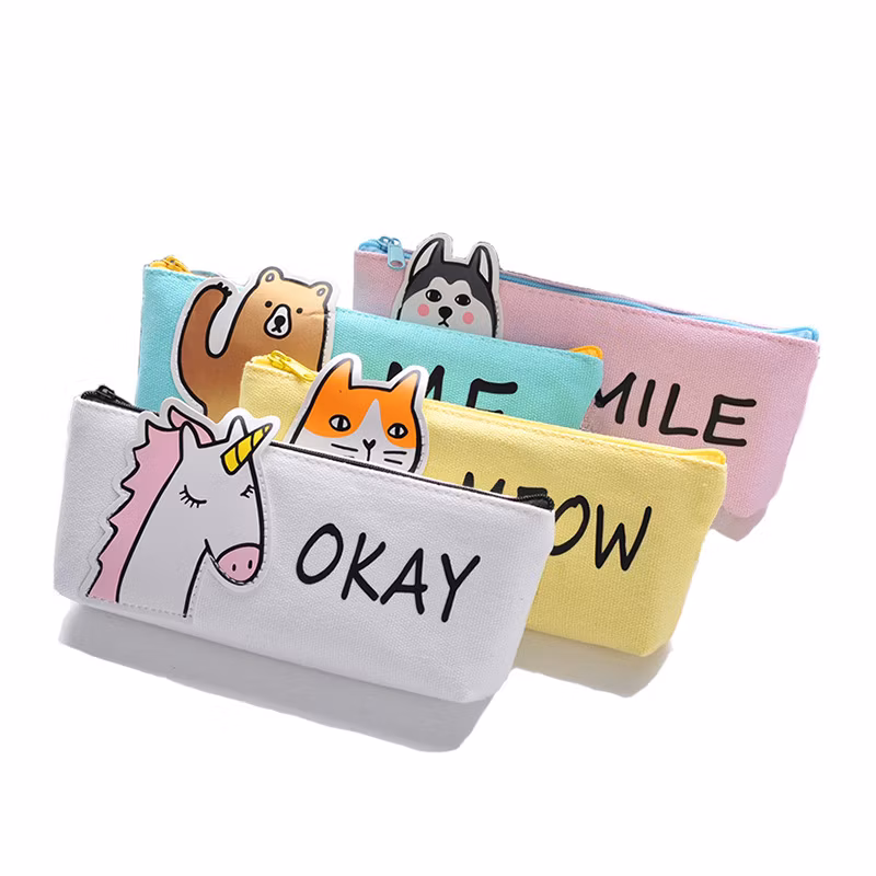 Hot Selling Zipper Kawaii Animal Pencil Bag Pencil Case for Office