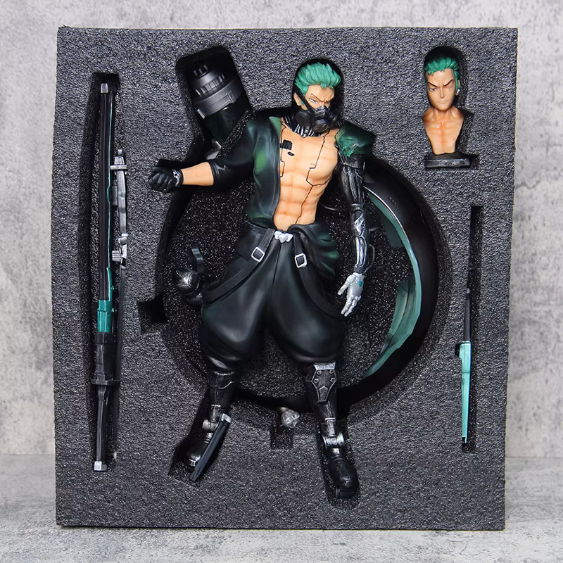 One Piece Anime Figure Cyberpunk Zoro Pendant Statue Can Be Illuminated Model Gift Hunter Model Cartoon-Character