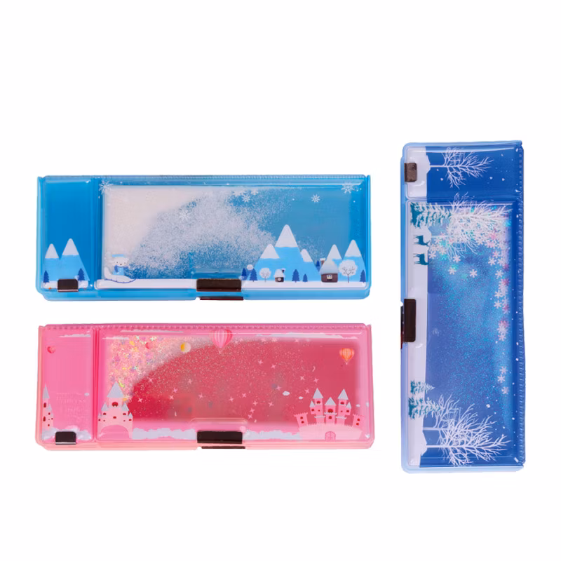 Pink Blue Three-in-One Primary School Creative Student Pencil Case