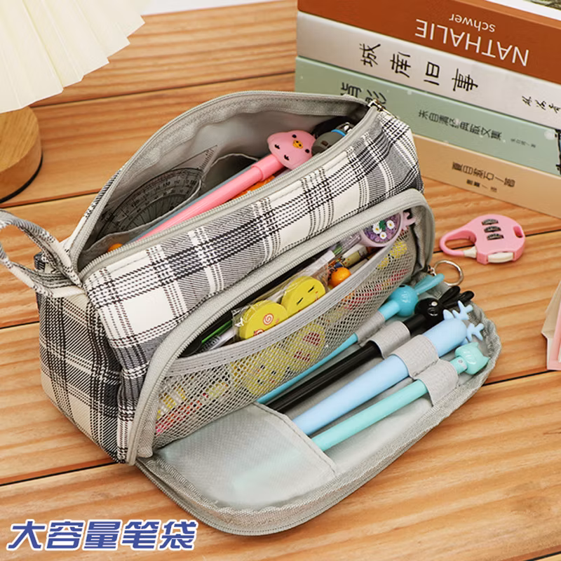 Hot Stationery Canvas Zipper Kawaii Circular Pencil Bag Pencil Case for Office