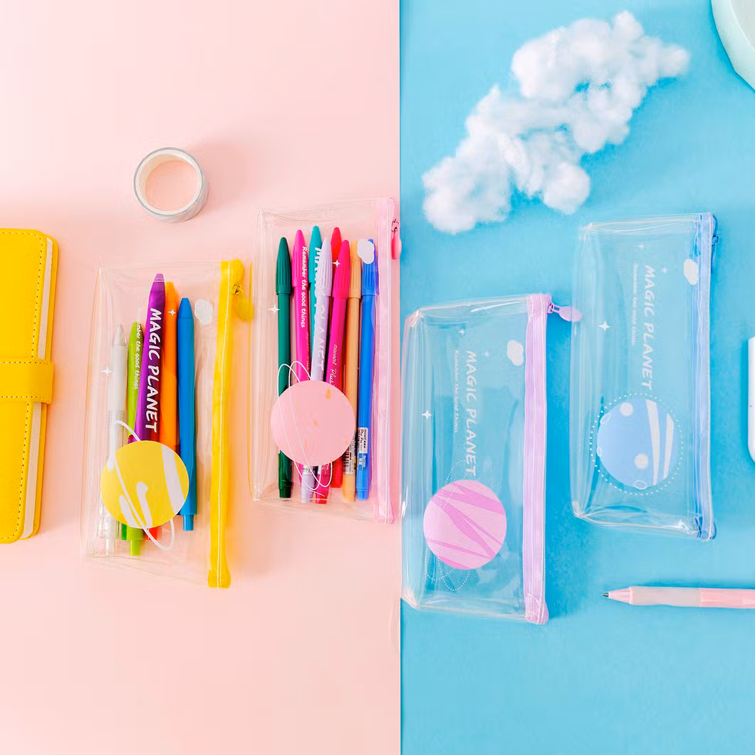 Hot Selling Creative Transparent Cartoon Planet Single Layer Pencil Case