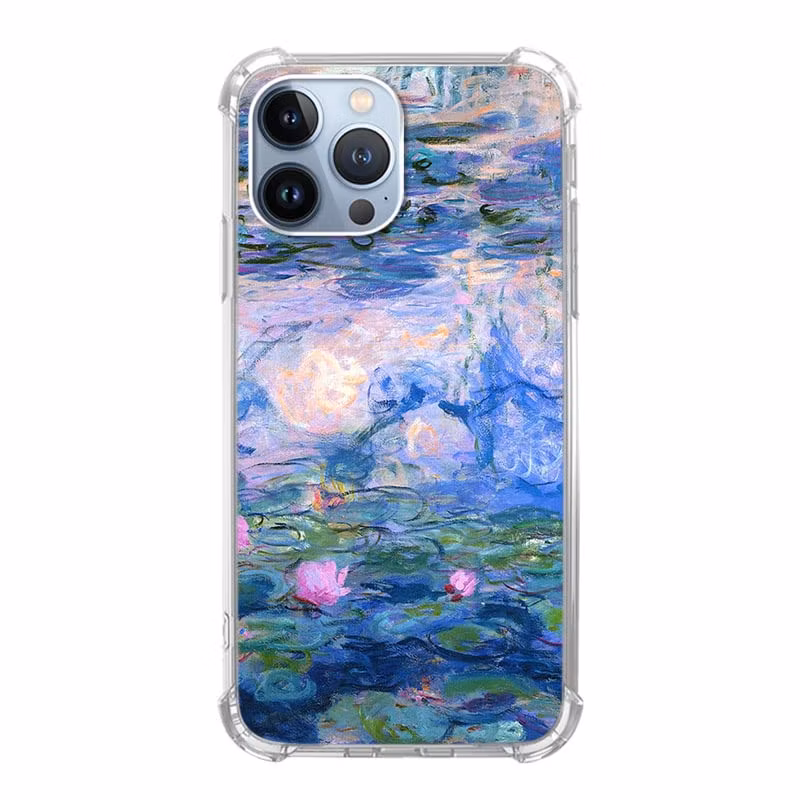 Water Lilies Aesthetic Case Compatible with iPhone 13 PRO, Vintage Oil Painting Art Case for Teens Men and Women, Cool Trendy TPU Bumper Case