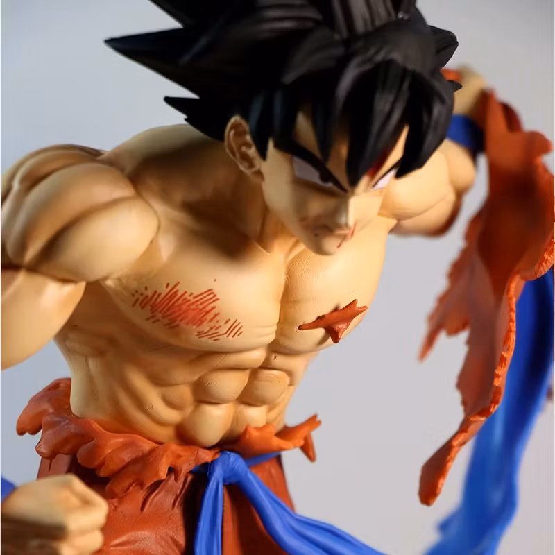 Dragon Ball Z Super Saiyan Gk Rip Clothes Son Goku Battle Scene Statue Model Box Anime Figure Cartoon-Character